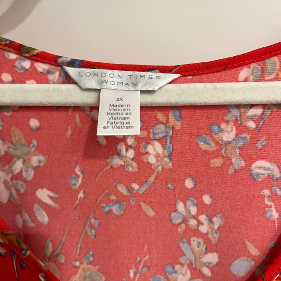 London Times v-neck empire waist short sleeve midi dress- new w/o tags- 2X - Picture 3 of 7